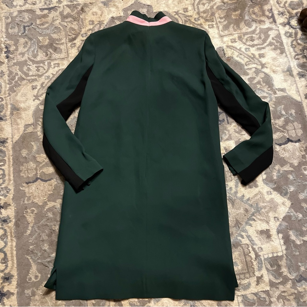 Burberry Dark Green Dress with Pink Collar - Picture 3 of 5